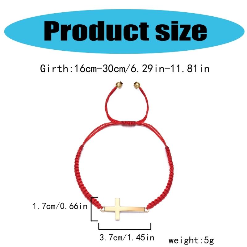 Adjustable Woven Crucifix Bracelet for Fashionable Couple Braided Rope Handchain Trendy Unisex Wristband Accessories