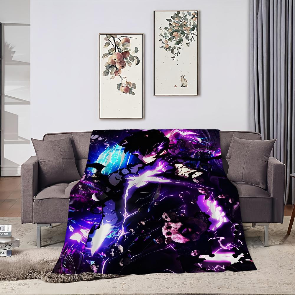 Anime Sung Jinwoo Blanket Plush Nap Sofa Rug for Living S-Solo L-Leveling Room Office Bedroom Birthday Home Travel Kid Gifts