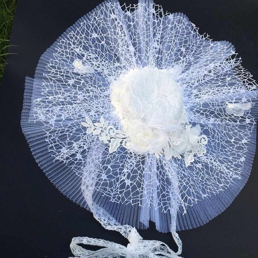 European and American white exaggerated hat super fairy lace juan yarn top hat studio bride style catwalk hat hat accessories headgear