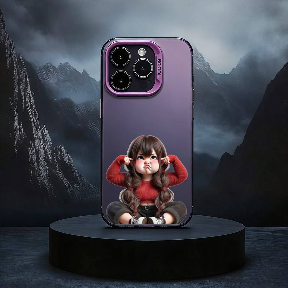 C-Cartoon Cute Baby Girl Black Candy Silver Phone Case Phone Case For iPhone17,16,15,14,13,12,11 Plus,Pro Max