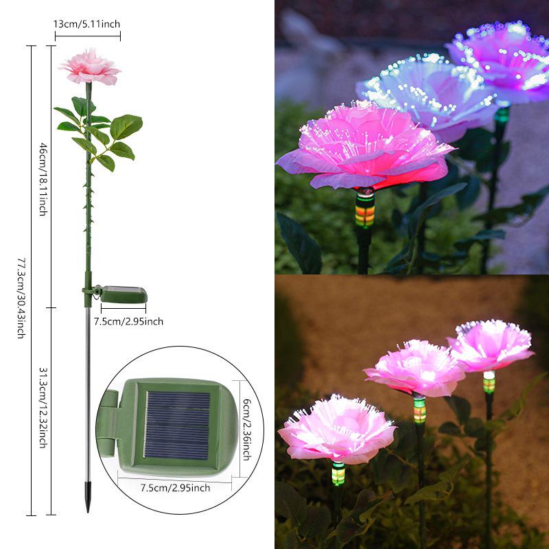 Solar LED Color-Changing Rose Flower Lamp for Outdoor Garden Decoration Solar LED Lamp