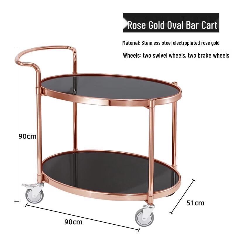 2-Tier Rose Gold Stainless Steel Serving Cart