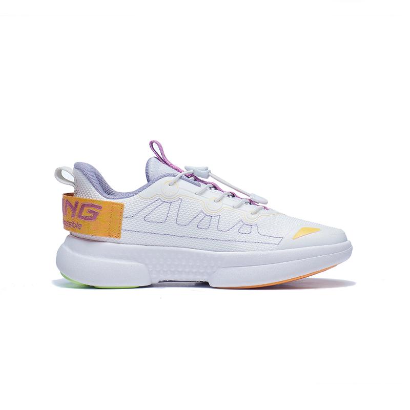 Li Ning Kids Sports Lifestyle Series Springback Shock Absorption Low-Top Casual Shoes Kids Casual Shoes Standard-White YKCT106-2