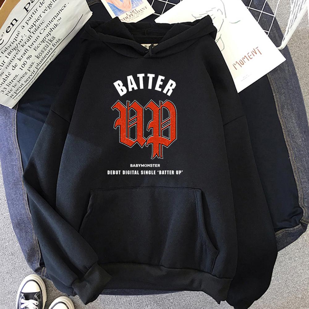 Babymonster Batter Up Hoodie 2024 Kawaii Women/men Harajuku Aesthetic Vintage Hoodies Funny Unisex Fleece Pullover Sweatshirt
