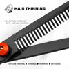 Professional Black & Orange Stainless Steel Haircutting and Thinning Scissors for Salon Stylists