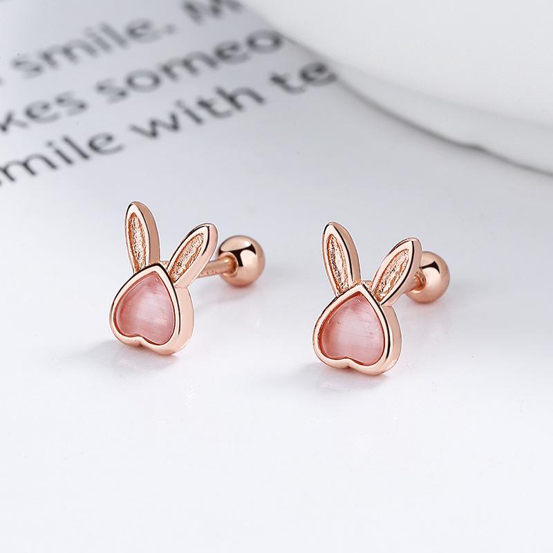 925 Sterling Silver Cute Rabbit Thread Stud Earrings For Women Kids Simple Ins Ear Wedding Party Jewelry Gift Female Pendientes