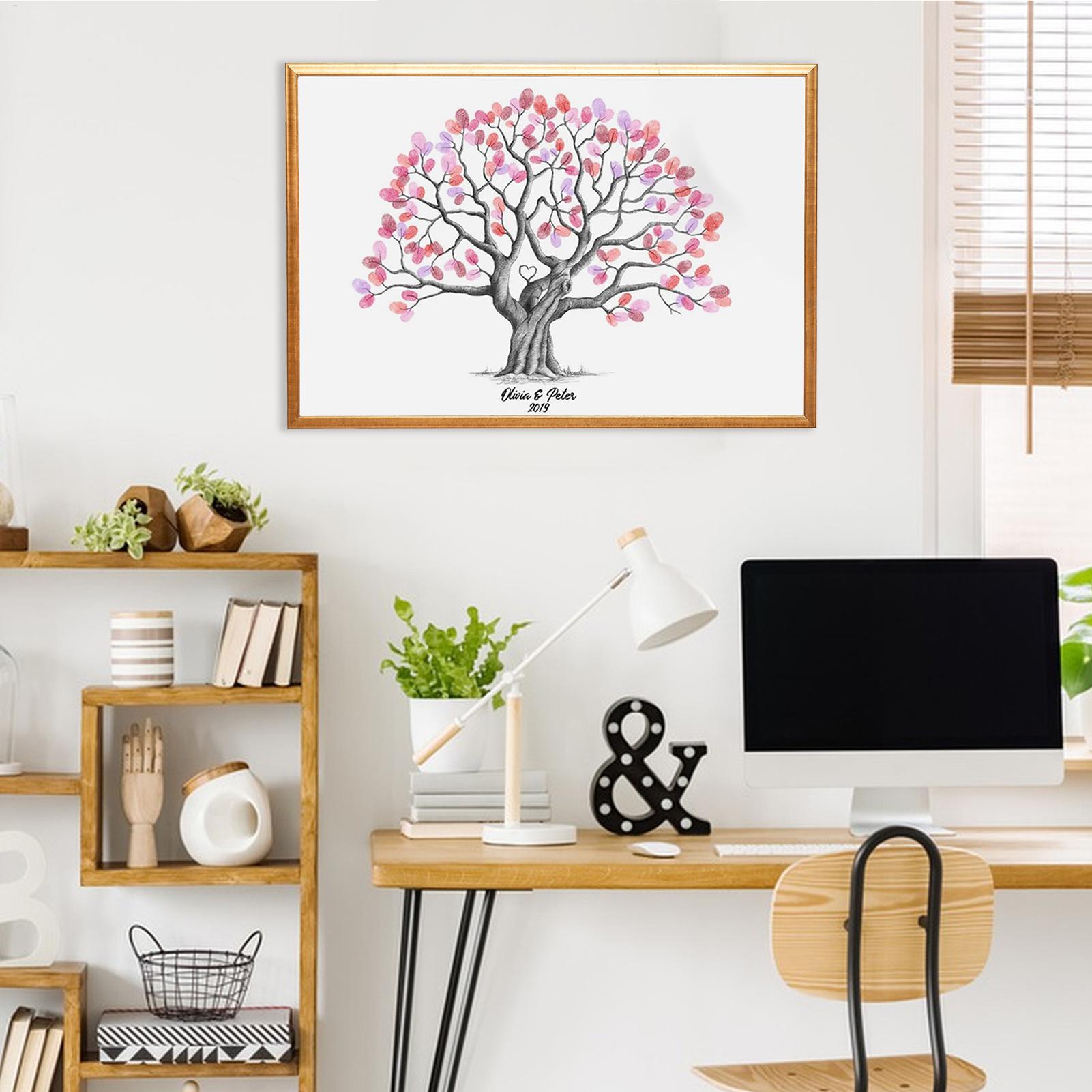 

Fingerprint Tree Guestbook Decorative Guest Book Creative Household Decorations Fingerprint Tree Gathering Wedding Canvas Signs 30x42cm