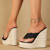 Mode Sommer Streetstyle Rattanflechtwerk Plateau Wedges Pantoletten Sandalen Damenmode Hohe Absätze Damenschuhe Zapatos Mujer