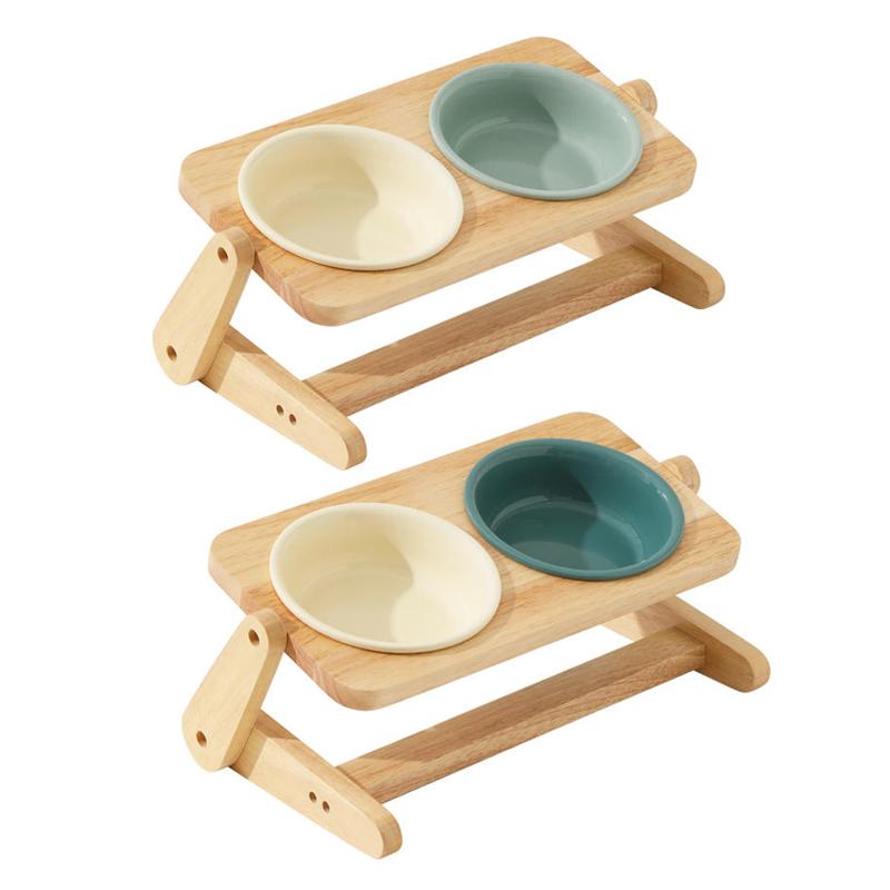 Elevated Cat Ceramic Bowls Tilted Raised Pet Bowl Adjustable Height Dog Food Bowls Feeding Bowl Dog Dish Feeder for Cats Pets