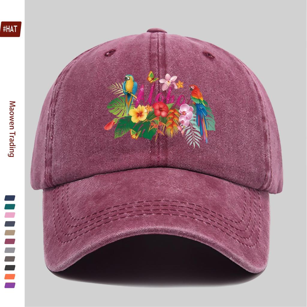 Pc Hawaiian Tropical Aloha Parrot Floral Print Baseball Cap Travel Joyful Pet Element Print Design Sun Hat Comfortable Lightwei