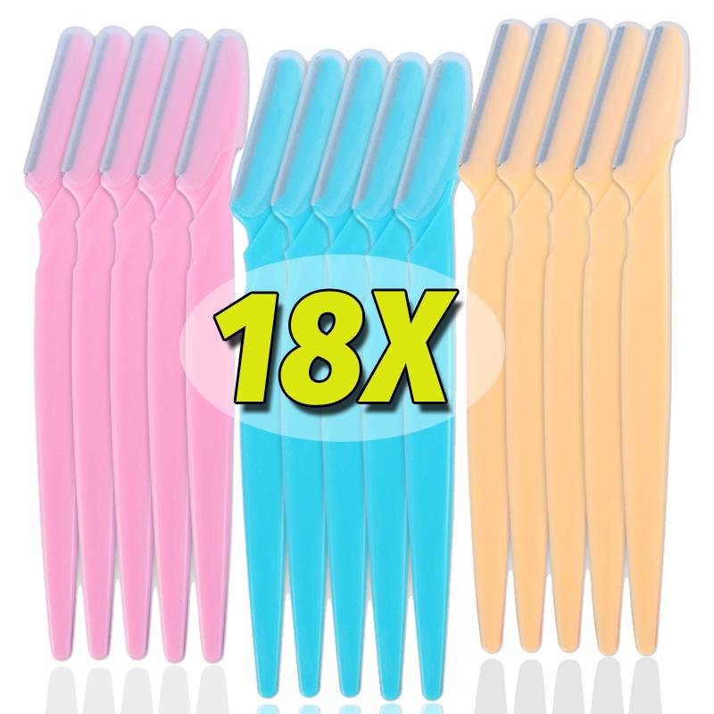 

18 шт. триммер для бровей, лезвие для лица, бритва, портативная бритва для бровей, безопасное удаление волос, нож для коррекции бровей, набор инструментов для макияжа для женщин