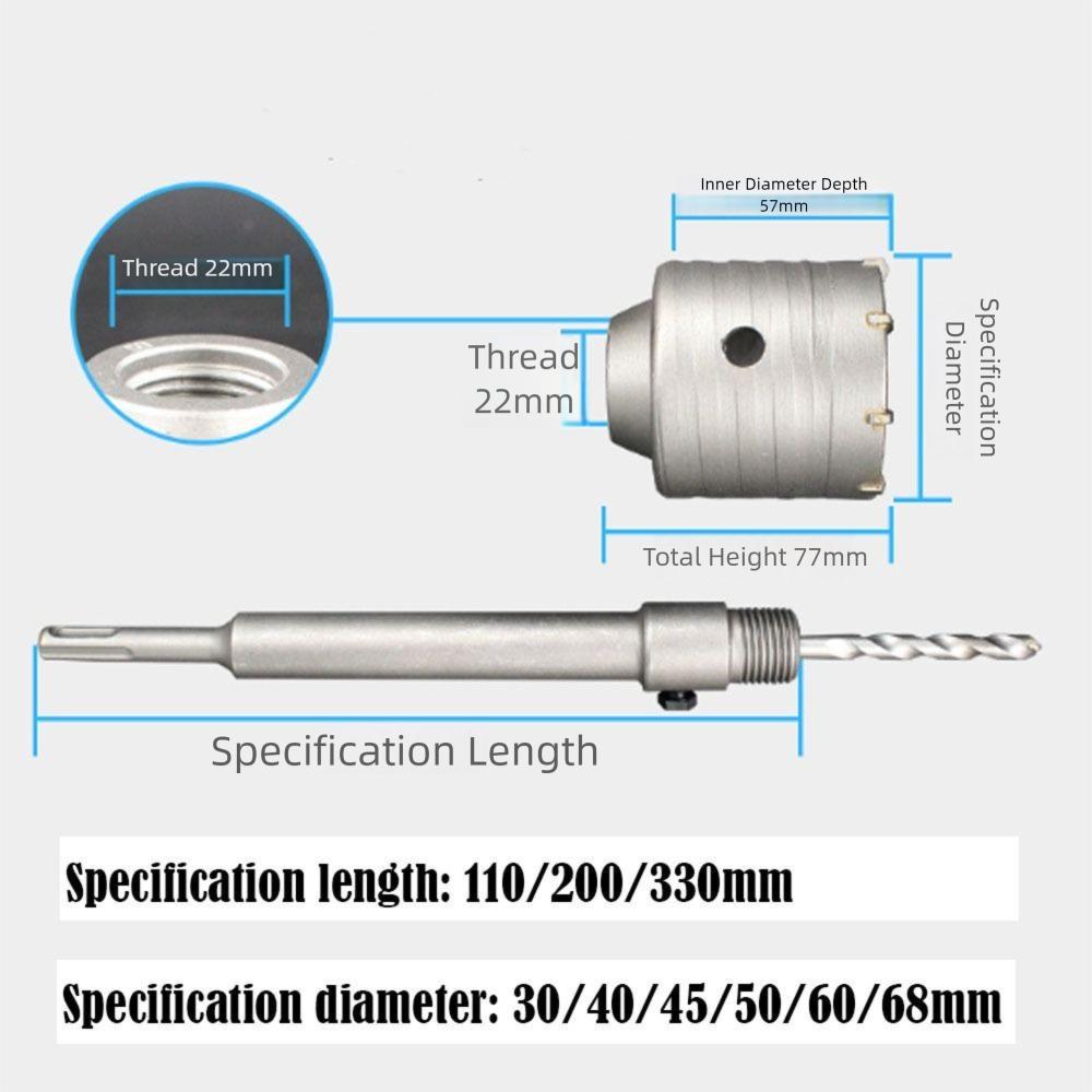 30-68mm Wall Hole Saw with Round Shaft Fast Drilling Concrete Hole Saw Hammer Drill Bit Set