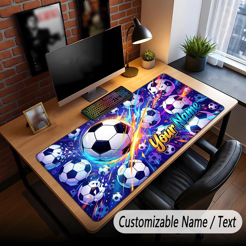 Soccer Theme Custom Mouse Pad Personalized With Name Text Customized Desk Mat For Office Home Decor