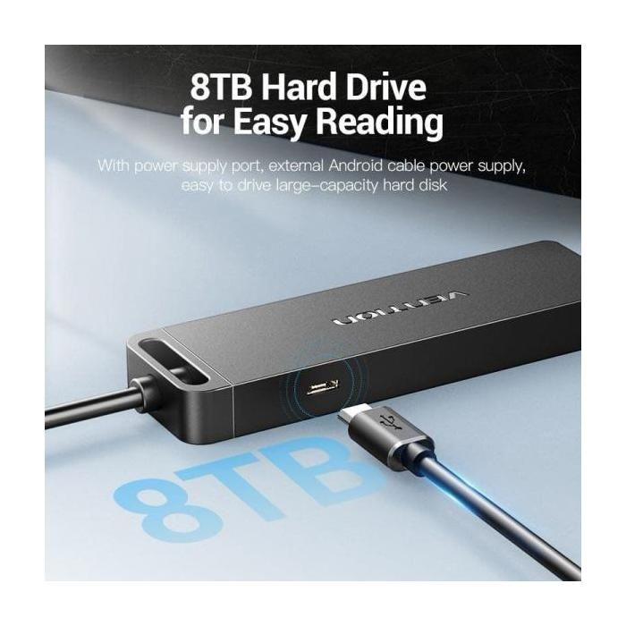 Hub USB 2.0 - VENTION - CHMBD - 4 Ports - 50cm - Noir