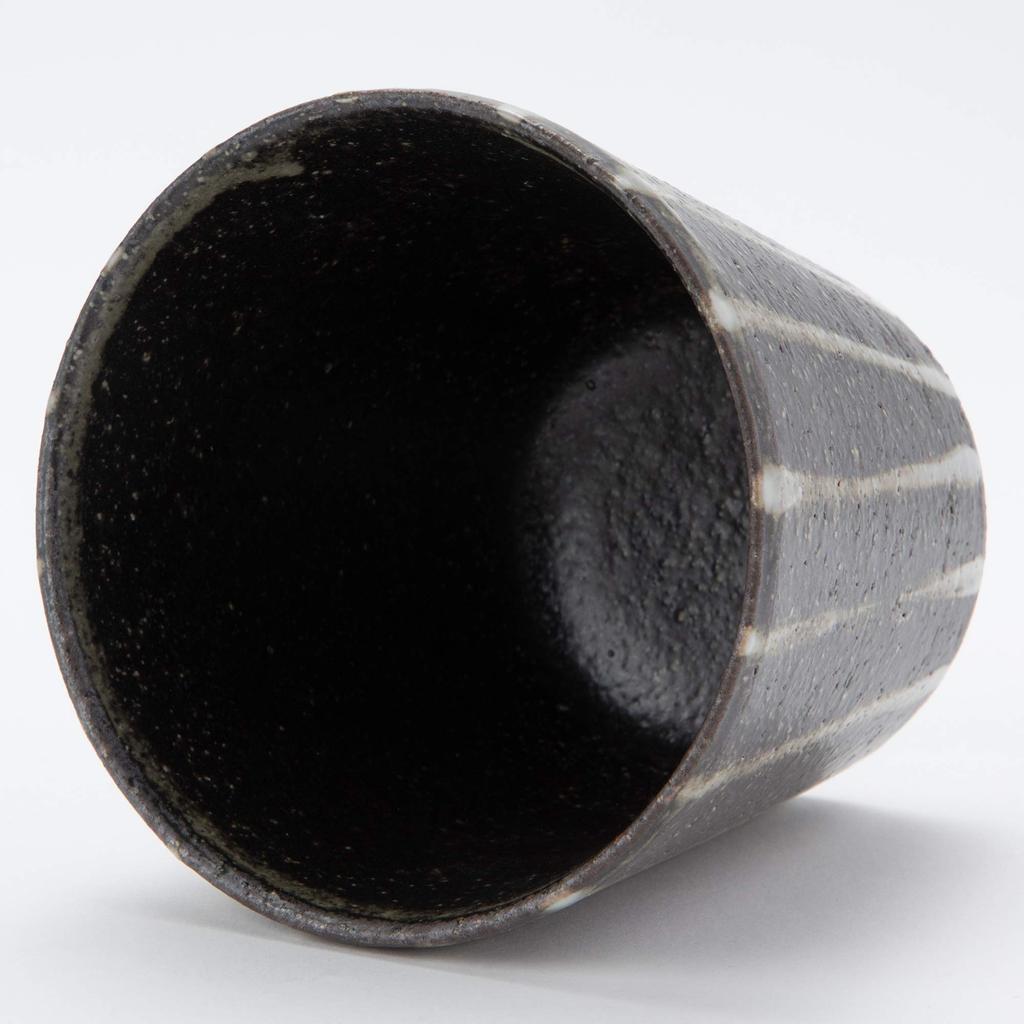 Shigaraki Ware Hechimon Rock Cup with Waterfall Stripes