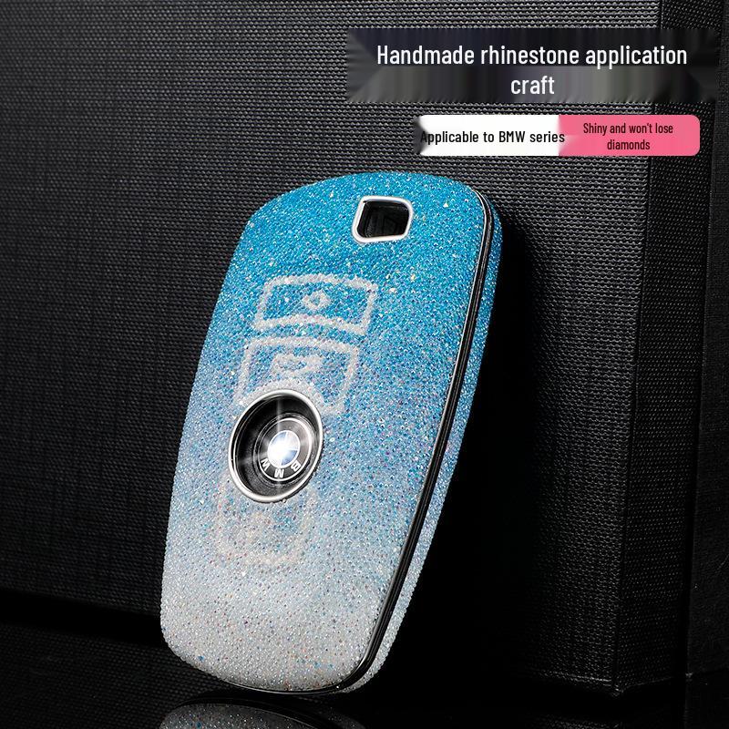 Couvre-clé strass pour BMW Série 3, 5, 7/730li GTX1 Coque de clé Boucle