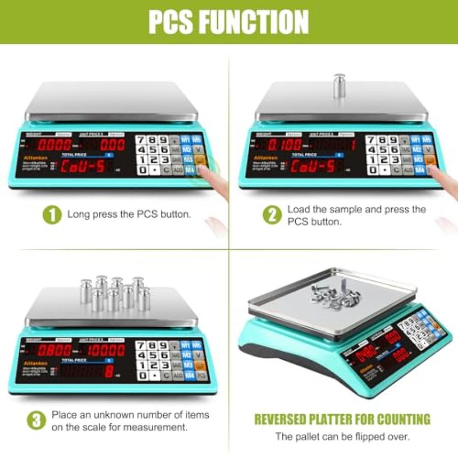 88lb Commercial Food Scale Lb/Kg/Oz Conversion Price Computing Scale with Dual Display Rechargeable Waterproof Reversible Platt