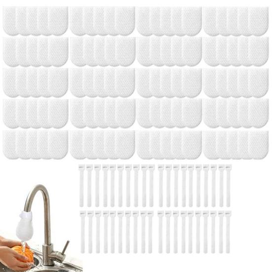 yangyizhi 200Pcs Faucet Filter Cotton Bag with Straps, Water Strainer Tap Cover for Kitchen Sink, Sock Rust, Sediment and Dirt Removal