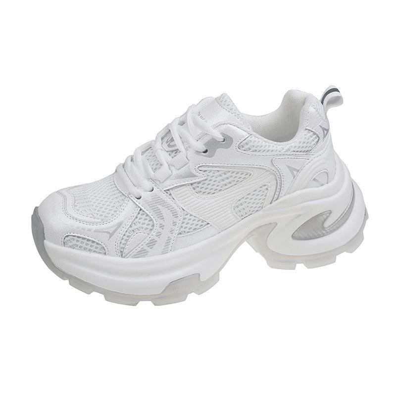 Zhao Ruth silver dad shoes women's new breathable heightening casual sports shoes round head mesh high heel