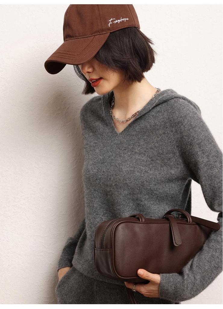 Women's Cashmere Knit Hooded Sweater - Autumn/Winter Loose Fit Pullover