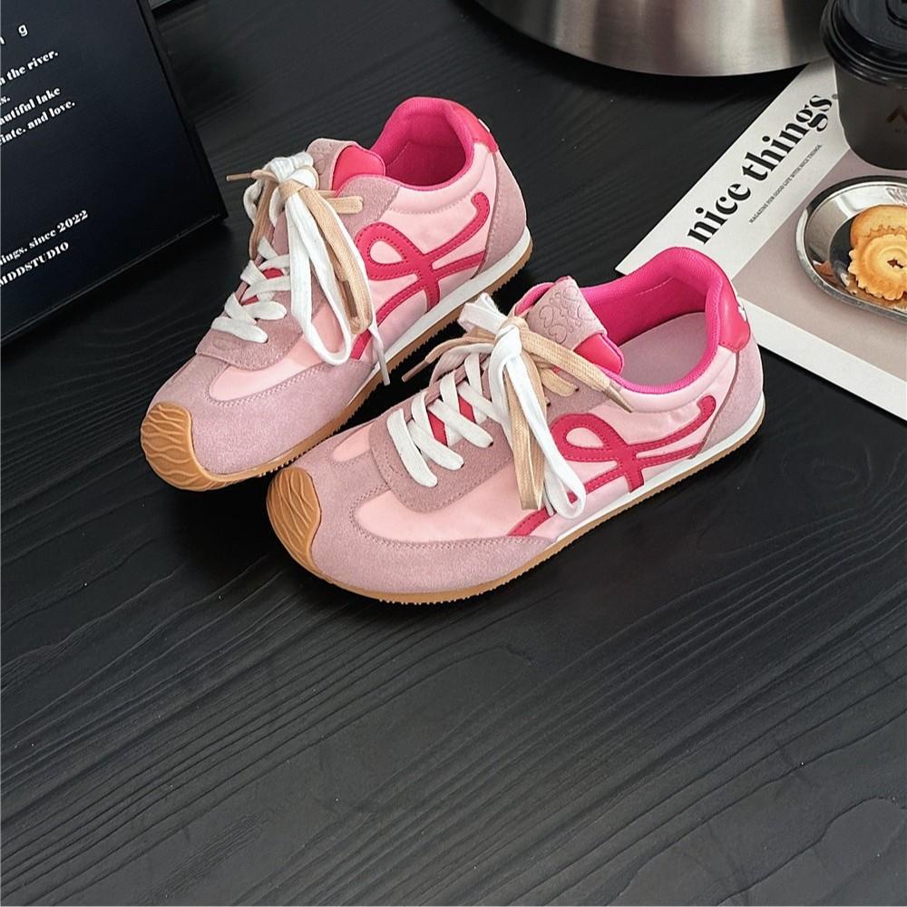Yang Mi soft-soled women's spring color matching lace-up thick-soled casual sports shoes