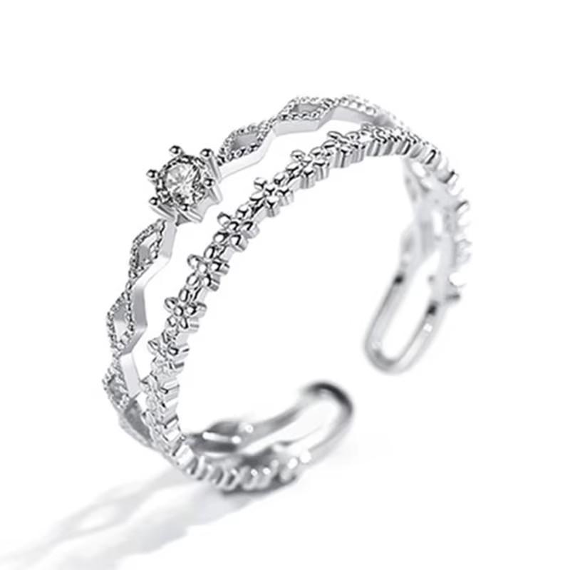 VENTFILLE   CopperBlack Zircon Wheat Ears Leaf Ring for Women Girl Gift Double Layer Simple Jewelry Dropshipping