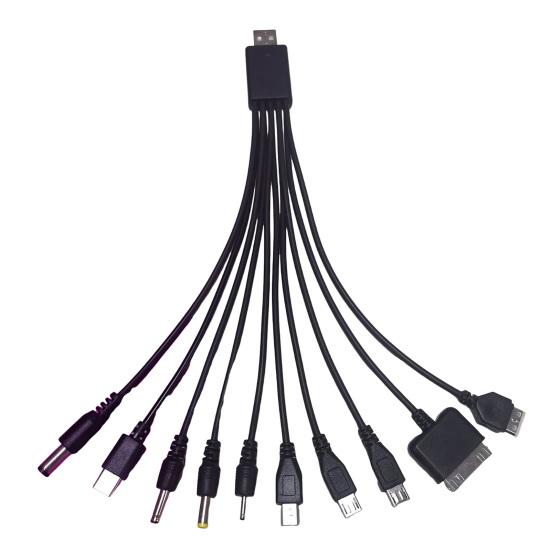 10-in-1 Multi-Device Charging Cable 23cm PVC Tangle-Free Cord Universal High Toughness Data Cable for Most Phone