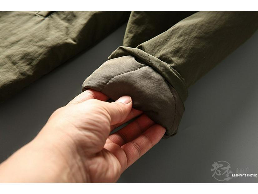 Men's Retro Military-Style V-Neck Cotton Padded Jacket - Autumn/Winter Outdoor Workwear Trend
