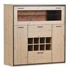Elegant Wine Cabinet Spacious Countertop Sideboard with Double Doors 2 Drawers Glass Shelf Kitchen Holder Particle Board Bar Storage Buffet