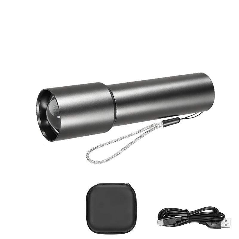 Mini Telescopic Zoom Flashlight 3 Light Mode Torch Powerful USB Rechargable Aluminum Alloy Torch Outdoor Portable Camping Lamp