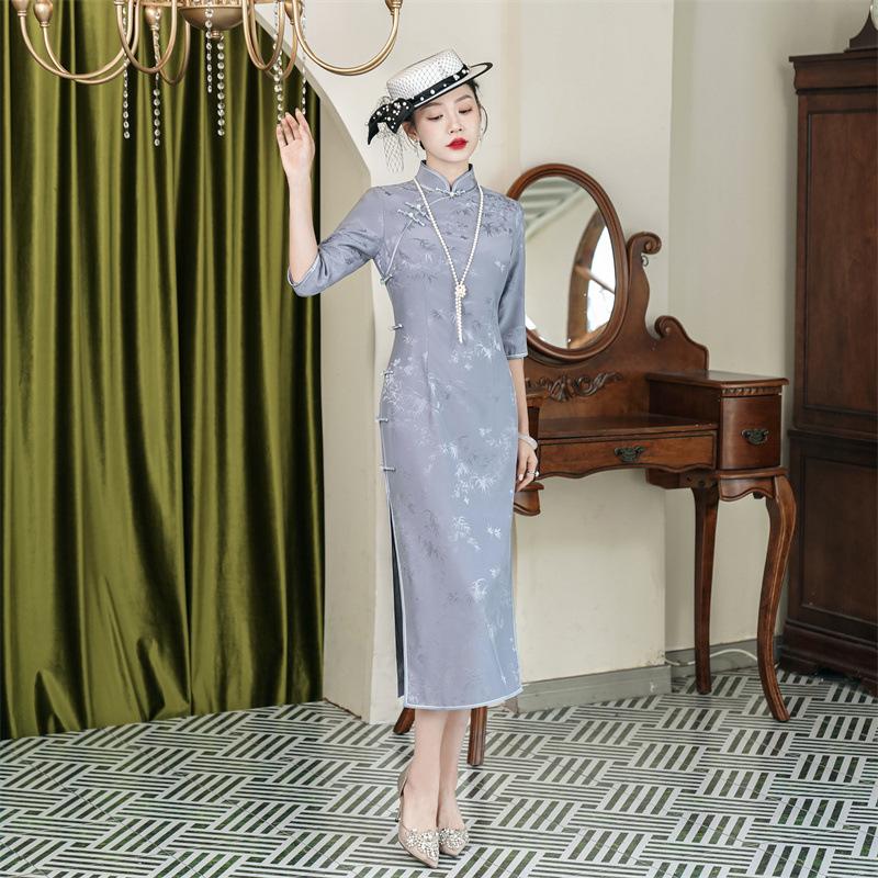 High-end silk cheongsam 1011 new women's daily retro improved high-end Chinese mulberry silk cheongsam dress