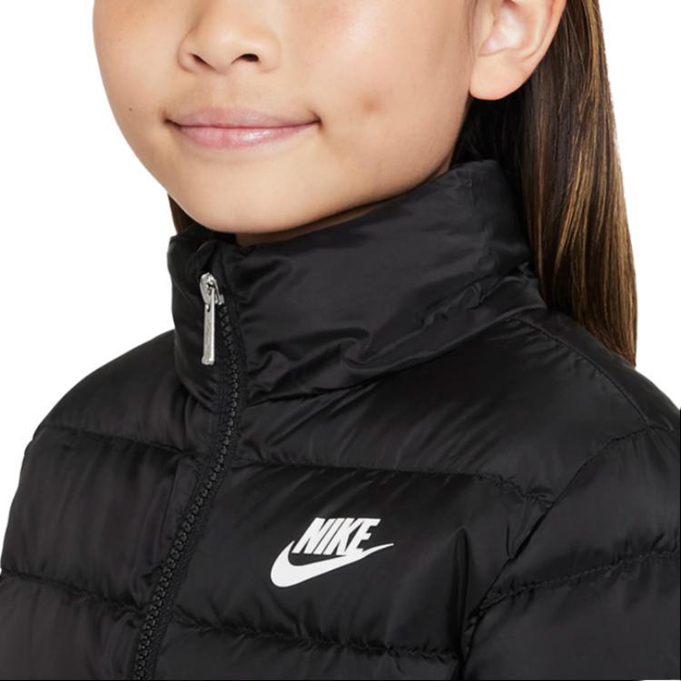 Nike Kids' Top Solid Color Print Zippers Thickened Fleece Lined Thermal Black Kids' (Unisex) Padded Jackets FB0061 010