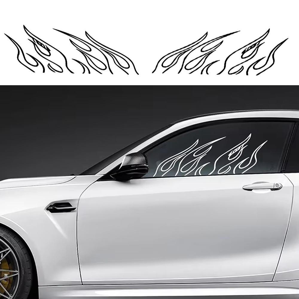 Funny Car Stickers Flame Decor Decals Outdoor Vinyl Self-Adhesive Decoration for Vehicle Window Hood Bumper Tailgate Door Side