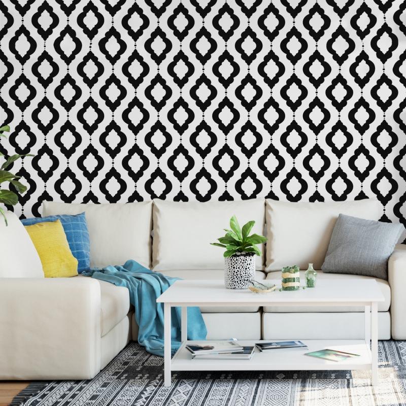 Removable Peel and Stick Grid Wallpaper Geometric Black White Trellis Contact Paper for Home Bathroom Decorations