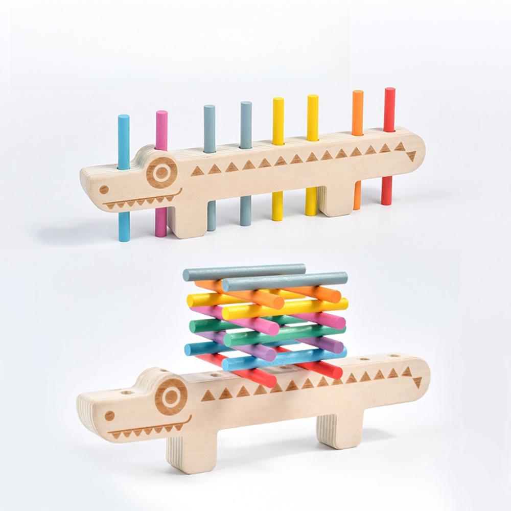 Wooden Montessori Color Matching Game For Toddlers Color Cognition Educational Toys Fine Motor Training Stick Balance Games