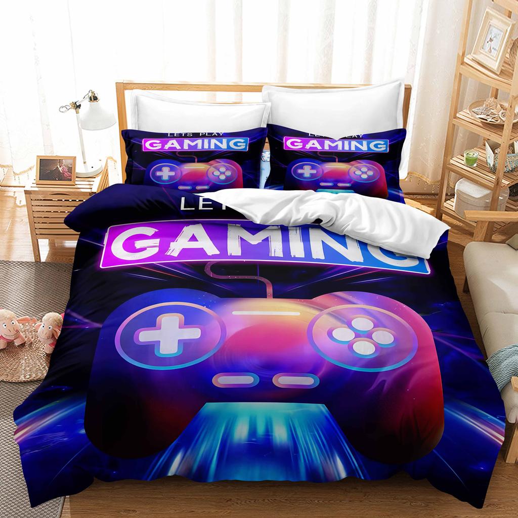 3D Printing Boy's Room Bedding Set Game Handle Duvet Cover 2/3 Pieces AU140 * 210 Full Size Quick Drying Easy Cleaning Home Decoration