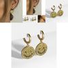 Summer Trend Gold Plated Round Earrings Smiley Face Pendant For Women