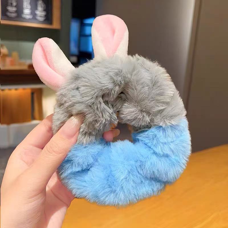 

Cartoon Rabbit Fox Ears Plush Scrunchie Hair Band Woman Cute Animal Police Headdress Hair Rope for Girls Hair Accessoriess