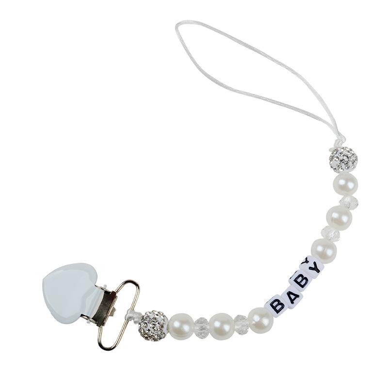 Fashion Exquisite Love Heart Pearl Baby Pacifier Clip Anti-Drop Chain Baby Products Drop-resistant Baby Accessories Newborn Gift