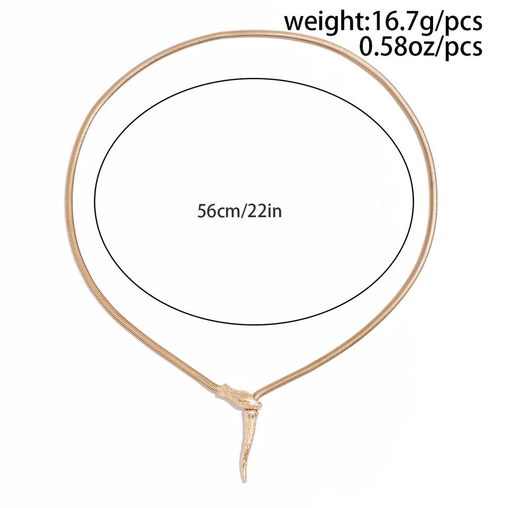 Fashion Sense Flat Snake Braided Alloy Necklace Simple Tassel Snake Head Pendant Collar Bone Chain Premium Sense Commuter Party Womens Necklace