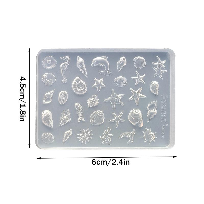 1Pcs Sea Shell Starfish Goldfish Koi Fish 3D Acrylic Nail Mold Summer Sea Jellyfish Diy Lace Bow Silicone Mold Nail Art Mold