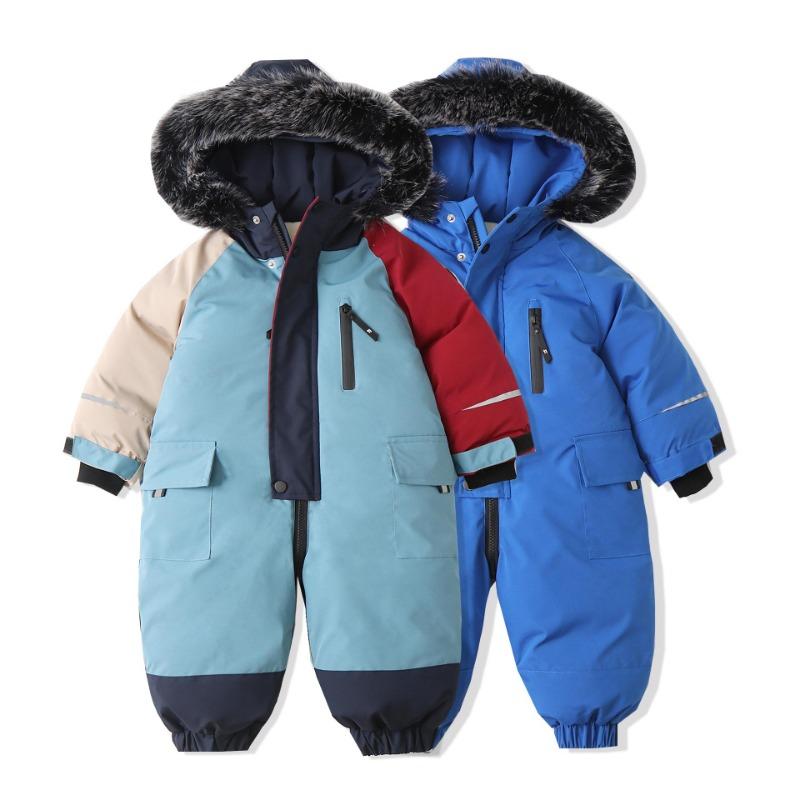 Snowsuit pro děti Batole Jednodílné Snowsuit Lyžařské kombinézy Dívčí a chlapci Vodotěsné kombinézy s kapucí Overaly Zimní Teplý Snowboard Kabát Venkovní bundy