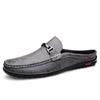 Summer Leather Casual Slip On Half Shoes For Men Loafers Flats Slippers Breathable Luxury Shoes Brand Designer