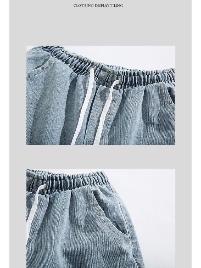 Men's Trendy Loose-Fit Ripped Denim Shorts with Big Pockets - Versatile Straight Leg Summer Casual Workwear.