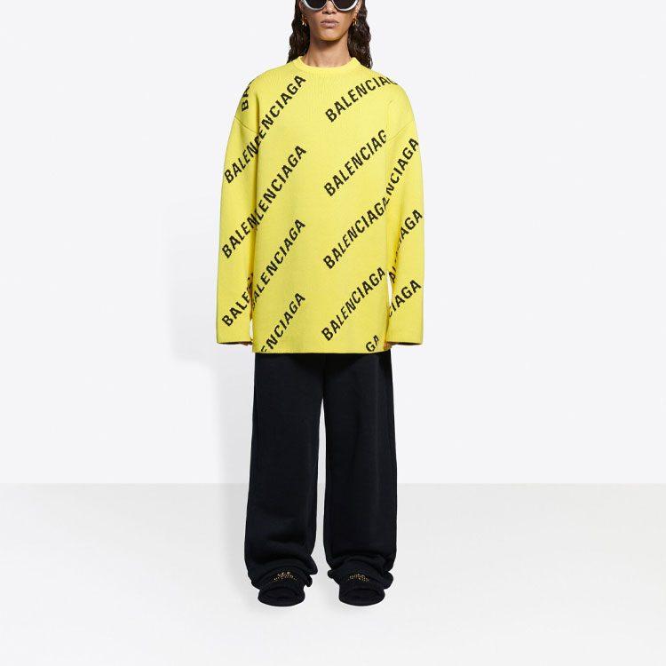 Balenciaga Allover Logo Knit Oversized Crewneck 657401T32007440
