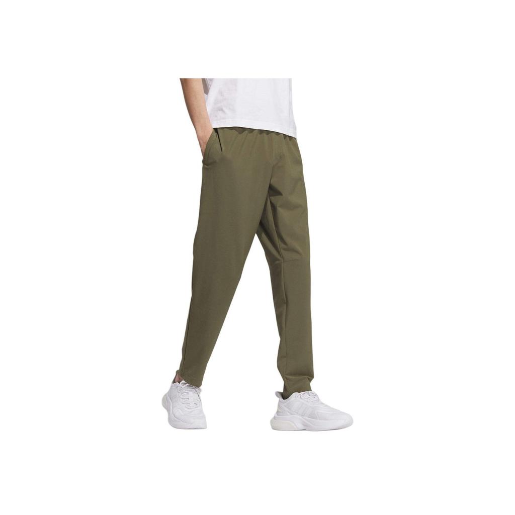 Adidas Brand Logo Solid Color Elastic Waist Straight Leg Track Pants Men Bottoms Olive IP3976
