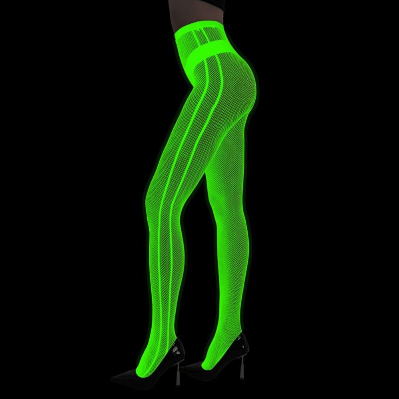 Fluorescent Pantyhose Luminous Fishnet Socks Green Light Sexy Tattoo Lace Body Jacquard Lace Hollow Socks