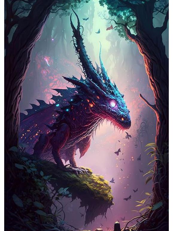 

Современное научно-фантастическое искусство на холсте: Настенный декор «Магические существа» для гостиной