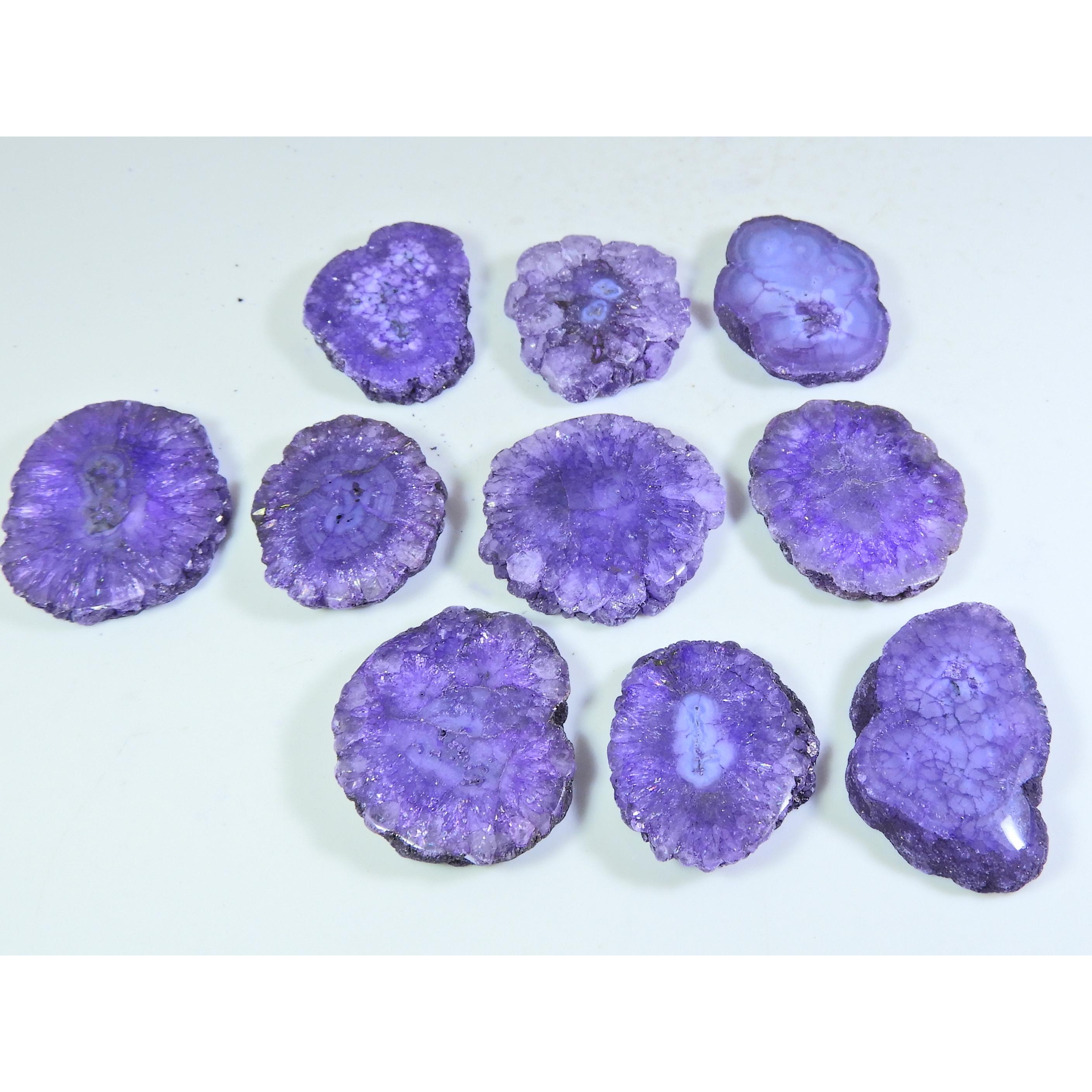 

488Cts. Dyed Solar Druzy Agate Mix Shape Cabochon Loose Gemstone 10 Pcs Lot A-692