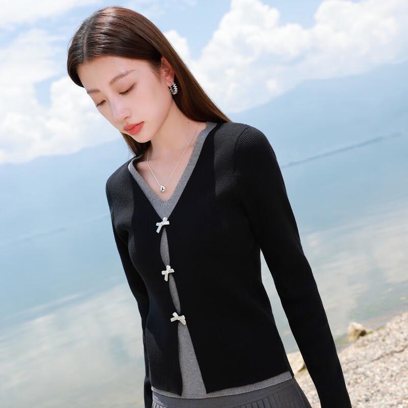 

Свитер триколор большого размера, вязаный, с V-образным вырезом, имитация двойки M (160/88B)